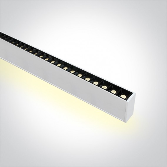 Corp iluminat liniar LED emisie dublă 20W + 40W, lumină alb caldă 3000K, finisaj alb