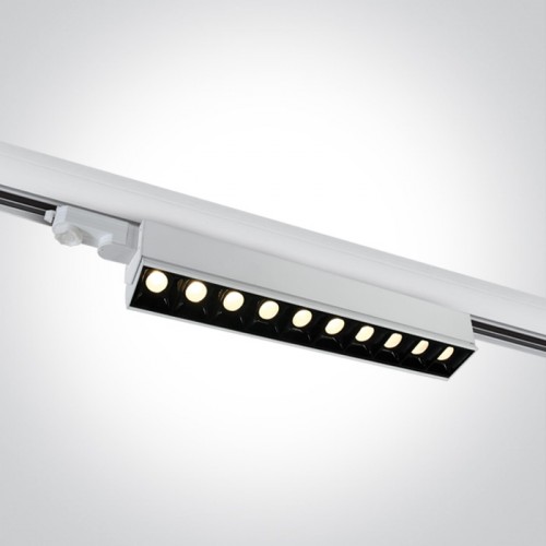 Proiector liniar LED pentru sina 10x5W, lumina alb calda 3000K, culoare alb