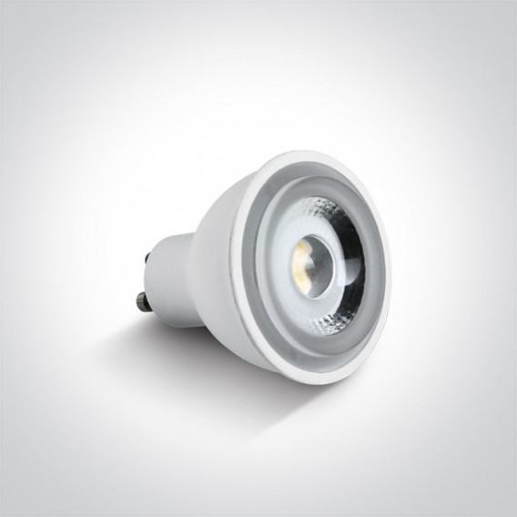 Bec LED GU10 6W cu lumină alb caldă 3000K, finisaj alb